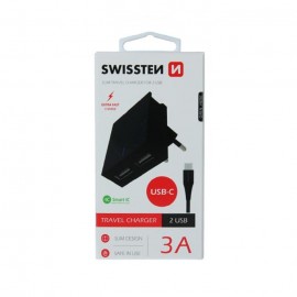 Swissten smart ic / set incarcator+cablu usb to type-c 2xusb