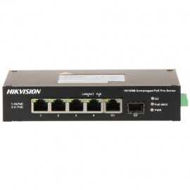 Switch 4 porturi hipoe hikvision ds-3t0306hp-e/hs pentru mediu industrial l2